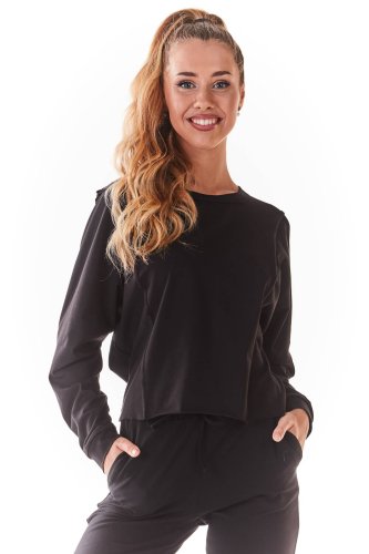 Bawełniana bluzka o szerokim kroju Czarna IN234