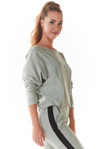 Bawełniana bluzka o szerokim kroju Miętowa IN234