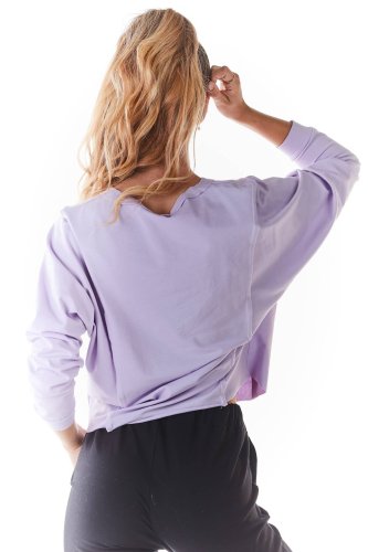 Bawełniana bluzka o szerokim kroju Fioletowa IN234