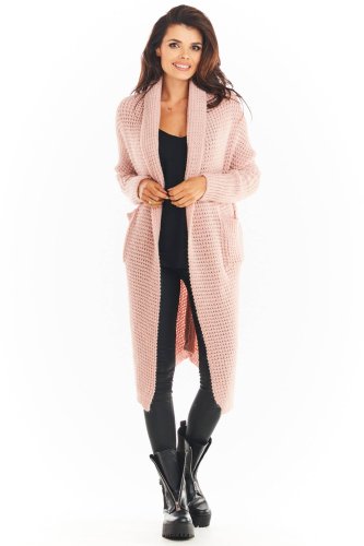 Kardigan z luźnym splotem Różowy AW391