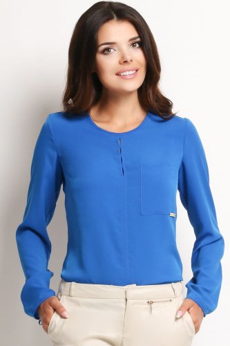 Elegancka bluzka koszulowa Niebieska AW108
