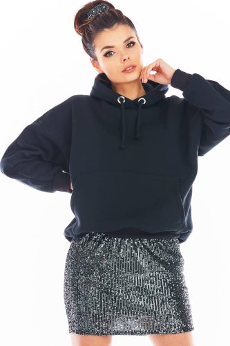 Spódnica mini z cekinami Grafitowa AW403 