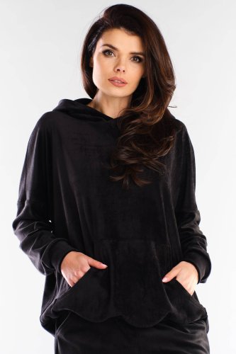 Welurowa bluza Czarna AW420 