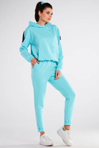 Luźne, bawełniane spodnie Niebieskie IN250