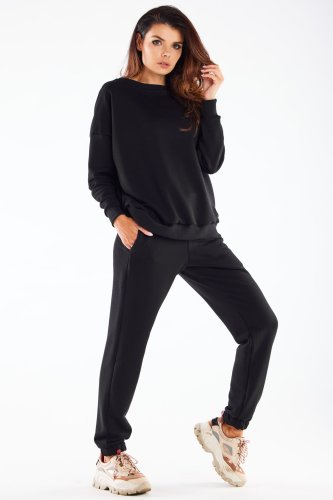 Spodnie bawełniane basic Czarne IN275