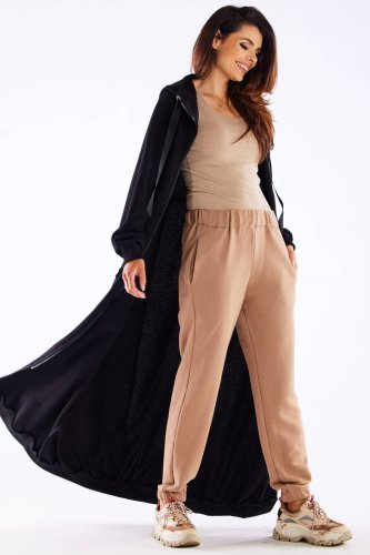 Długa bawełniana bluza z kapturem Czarna IN277