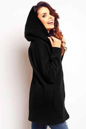 Zapinana Bluza z Kapturem Czarna IN088