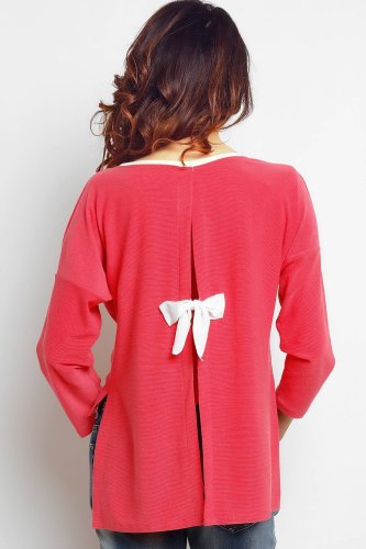 Bluzka z przedłużonym tyłem Różowa IN087 