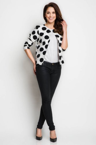 Żakiet w modne groszki Biały  AW102