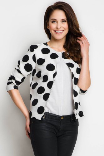 Żakiet w modne groszki Biały  AW102