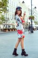 281-1 SOPHIE Wygodna sukienka Oversize - GAZETOWY WZÓR-2 9886