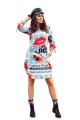 281-1 SOPHIE Wygodna sukienka Oversize - GAZETOWY WZÓR-9 9886