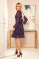 295-4 BAKARI zwiewna szyfonowa sukienka z dekoltem - różowo-niebieskie MANDALE-2 9923