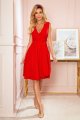338-1 ELLENA elegancka sukienka z dekoltem i zakładkami - CZERWONA-3 9950