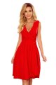 338-1 ELLENA elegancka sukienka z dekoltem i zakładkami - CZERWONA-7 9950