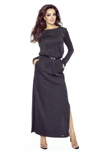 Sukienka Maxi z Koronką Czarna BE72-04