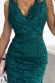 383-4 Koronkowa sukienka MIDI z kopertowym dekoltem - ZIELONA-5 10080
