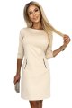 420-2 MARY Sukienka ze złotymi zamkami - BEŻOWA-7 10112