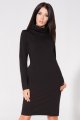 modne, sukienki, dzianinowe, czarne, golfem, sklep, online, t147