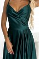 299-9 CHIARA elegancka maxi długa satynowa suknia na ramiączkach - ZIELEŃ BUTELKOWA-6 10174