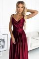 299-13 CHIARA elegancka maxi długa satynowa suknia na ramiączkach - BORDOWA-2 10306