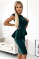 192-15 Elegancka sukienka midi z baskinką - ZIELONA-4 10312