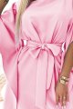 287-30 SOFIA Kobieca sukienka motyl z wiązaniem w pasie - PASTELOWY RÓŻ-5 10349