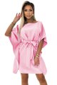 287-30 SOFIA Kobieca sukienka motyl z wiązaniem w pasie - PASTELOWY RÓŻ-6 10349