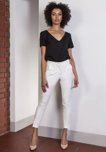 Spodnie z Wysokim Stanem Ecru LSD115