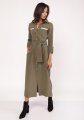 Długa sukienka w stylu militarnym, SUK157 khaki-1 4445