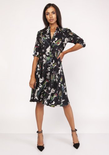 Sukienka o rozkloszowanym dole, SUK155 ptaki