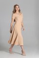 Sukienka trapezowa midi, SUK181 beż-4 6942