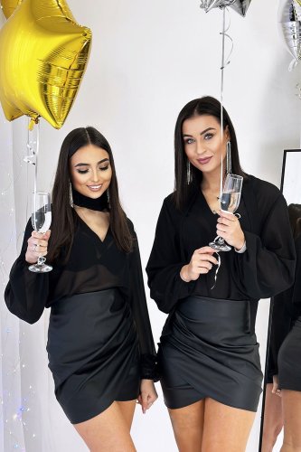 Mini Spódnica z Ekoskóry Czarna SP70