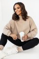 Beżowa bluza Simple ze stójką i przeszyciami-1 8218  | 1214-XS/S