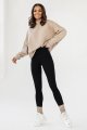 Beżowa bluza Simple ze stójką i przeszyciami-4 8218  | 1214-XS/S