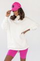 Śmietankowa bluza Simple ze stójką i przeszyciami-1 8222  | 1215-XS/S