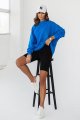 Niebieska bluza Simple ze stójką i przeszyciami-4 8219  | 1216-XS/S