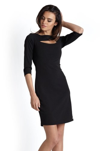 Dopasowana Sukienka z Podłużną Łezką Czarna 225