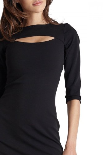 Dopasowana Sukienka z Podłużną Łezką Czarna 225