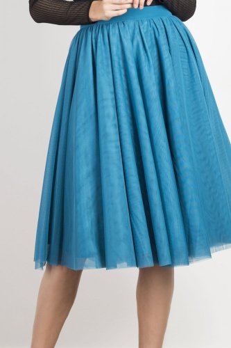 Tiulowa spódnica midi Niebieska IV34