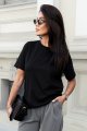Klasyczny czarny t-shirt z haftem-1 10545  | 1425-S