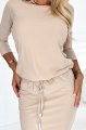 13-161 Sportowa sukienka z kieszonkami i wiązaniem - BEŻOWA-5 10562
