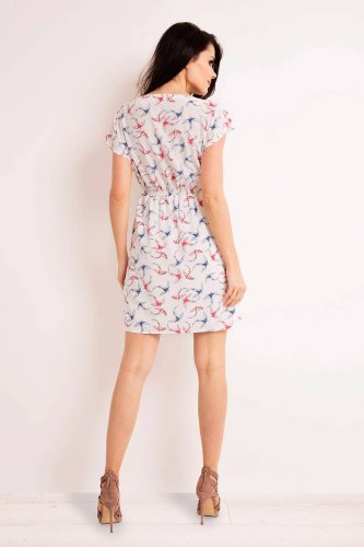 Letnia Sukienka w Ptaki Ecru IN124