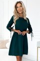 195-11 ALICE Trapezowa sukienka z kokardkami - ZIELEŃ BUTELKOWA-4 10610