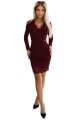 170-14 Koronkowa sukienka z długim rękawkiem i dekolotem - CIEMNE BORDO-7 10622