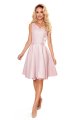 114-14 Rozkloszowana sukienka - dekolt w kształcie serca - PUDRÓWY RÓŻ Z BROKATEM-6 10629