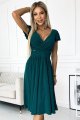 425-6 MATILDE Sukienka z dekoltem i krótkim rękawkiem - ZIELONA z brokatem-5 10667