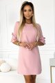 217-9 NEVA Trapezowa sukienka z rozkloszowanymi rękawkami - PUDROWY RÓŻ z brokatem-1 10686