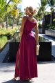 299-19 CHIARA elegancka maxi długa suknia na ramiączkach - FUKSJA Z BROKATEM-3 10688