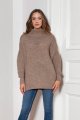 Sweter oversize z golfem, SWE148 mocca-2 7626